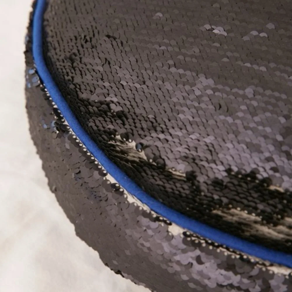 Black and Blue Sequin Round Pillow